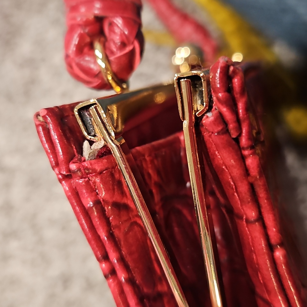 Isaac Mizrahi Red Crocodile-Embossed Clutch - Picture 12 of 12